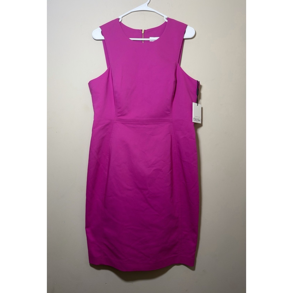 Calvin‎ Klein Compression Cotton Sheath Dress NWT Size 12 Double Back Zipper